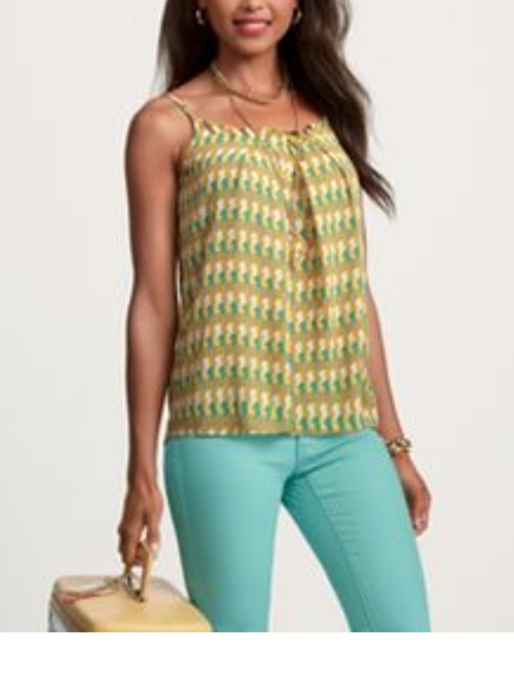 CAbi Seahorse Yellow Teal Spaghetti Strap Cami